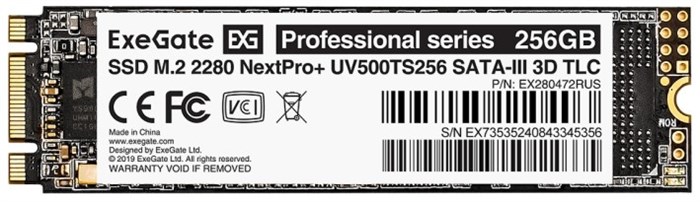 Накопитель;SSD;M.2;2280;Exegate;NextPro+;UV500TS256;256;ГБ 103194