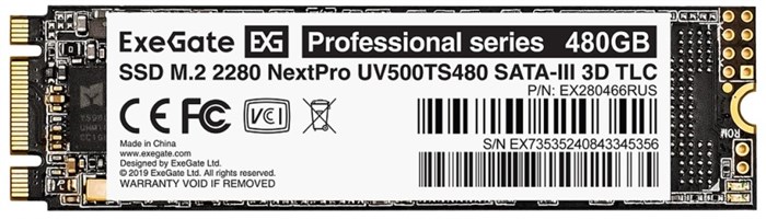 Накопитель;SSD;M.2;2280;Exegate;NextPro;UV500TS480;480;ГБ 103200