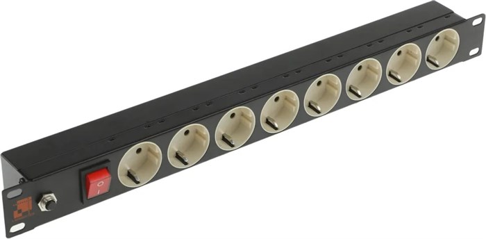 Блок розеток 19", 8 розеток Lanmaster LAN-EP19-8P/S 137035