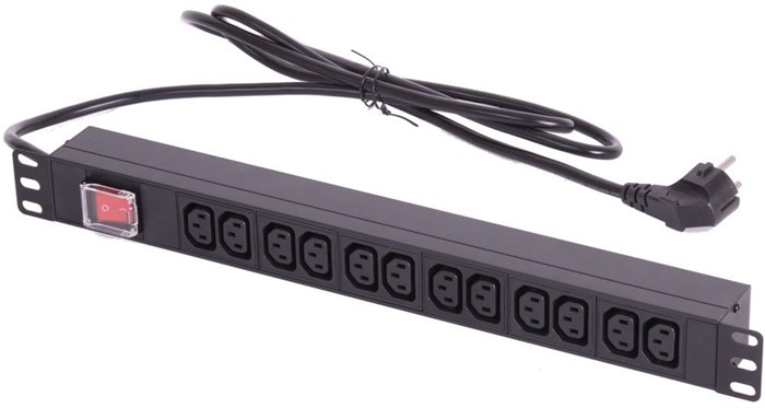 Блок розеток 19", 12 розеток TLK TLK-RSA12-MTF-01-BK 137076