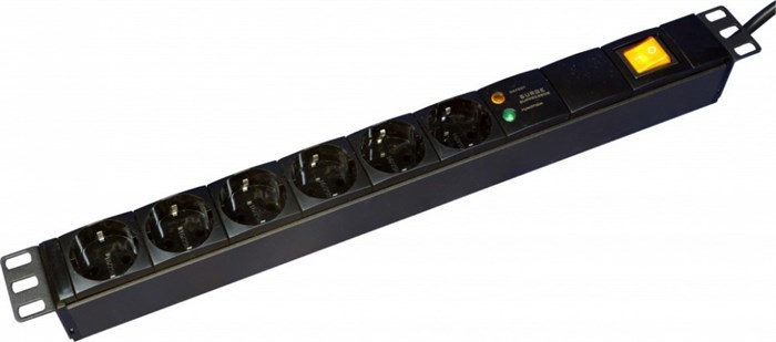 Блок розеток 19", 6 розеток Eurolan 60A-61-07-06BL 137138