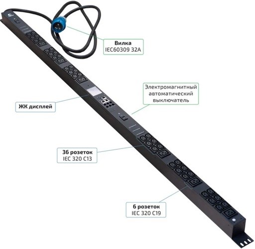 Блок розеток  Cabeus SMART-PDU-32-1P-36C13-6C19-I309-CM 137273