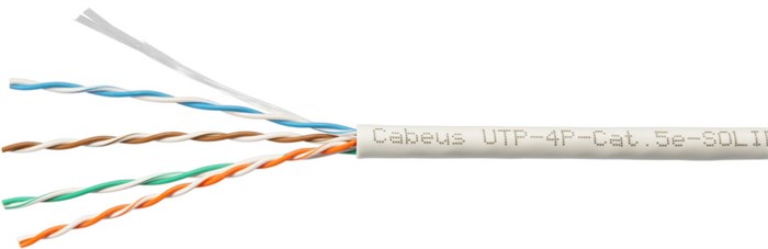 Кабель витая пара U/UTP 5e кат. 4 пары Cabeus UTP-4P-Cat.5e-SOLID-GY-50 137324