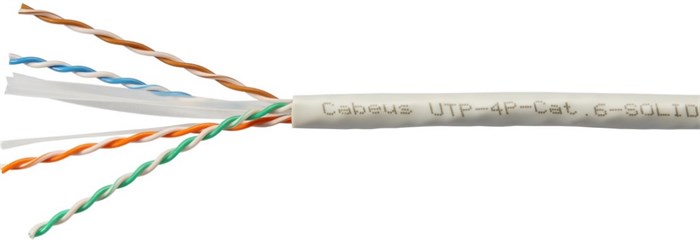 Кабель витая пара U/UTP 6 кат. 4 пары Cabeus UTP-4P-Cat.6-SOLID-LSZH-GY-50 137374