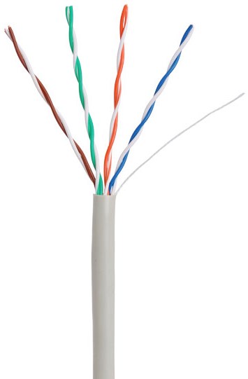 Кабель витая пара U/UTP 5e кат. 4 пары Netlan CCA-UU004-5E-PVC-GY 137415