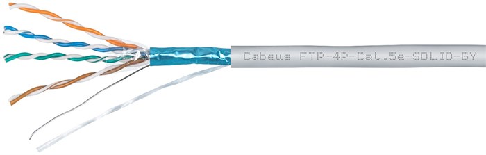 Кабель витая пара F/UTP 5e кат. 4 пары Cabeus FTP-4P-Cat.5e-SOLID-GY-100 137442