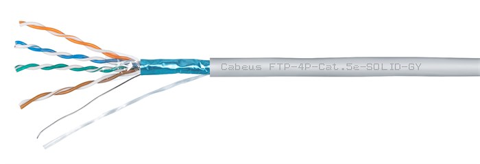 Кабель витая пара F/UTP 5e кат. 4 пары Cabeus FTP-4P-Cat.5e-SOLID-LSZH-GY-100 137451