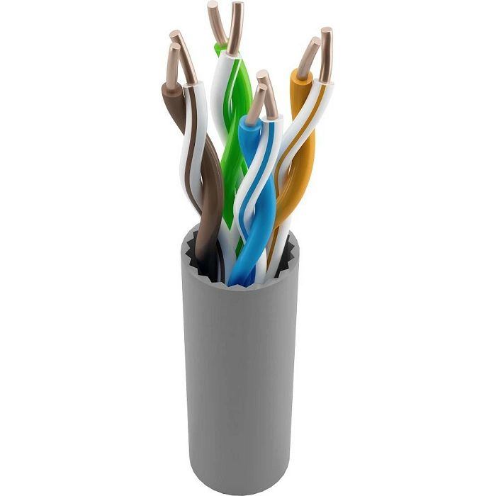 Кабель витая пара U/UTP 5e кат. 4 пары NTSS NTSS-IN-UTP4-5е-PVC-GY 137522