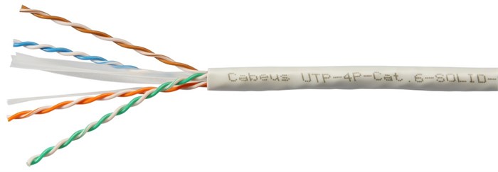 Кабель витая пара U/UTP 6 кат. 4 пары Cabeus UTP-4P-Cat.6-SOLID-LSLTx-GY-100 137524