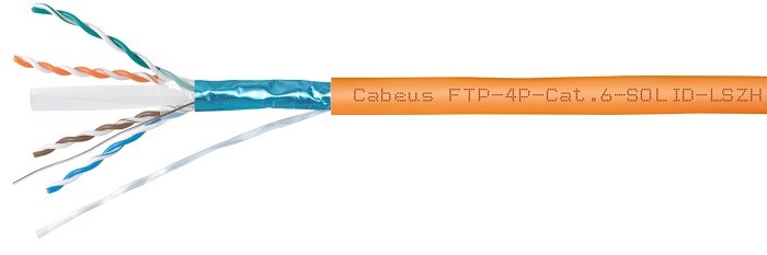 Кабель витая пара F/UTP 6 кат. 4 пары Cabeus FTP-4P-Cat.6-SOLID-LSZH-100 137548