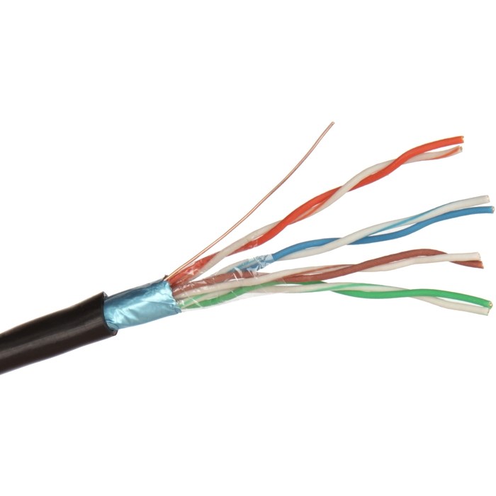 Кабель витая пара F/UTP 5e кат. 4 пары Exegate FUTP4-C5e-CU-S24-OUT-PE-BK-305 137560