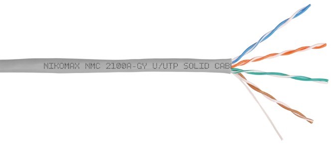 Кабель витая пара U/UTP 5e кат. 4 пары NikoMax NMC 2100A-GY 137687