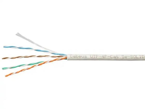 Кабель витая пара U/UTP 5e кат. 4 пары Cabeus UTP-4P-Cat.5e-SOLID-LSZH-GY-LIGHT 137723