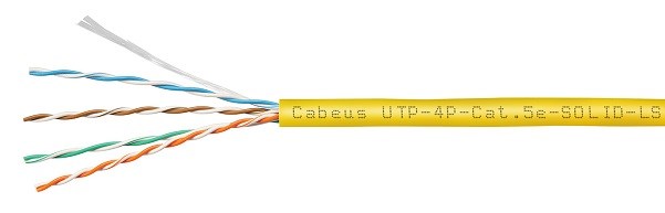 Кабель витая пара U/UTP 5e кат. 4 пары Cabeus UTP-4P-Cat.5e-SOLID-LSZH-YL 137771