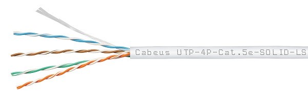 Кабель витая пара U/UTP 5e кат. 4 пары Cabeus UTP-4P-Cat.5e-SOLID-LSZH-WH 137774
