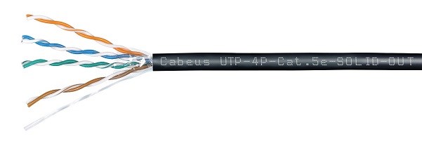 Кабель витая пара U/UTP 5e кат. 4 пары Cabeus UTP-4P-Cat.5e-SOLID-OUT-LSZH-UV 137780