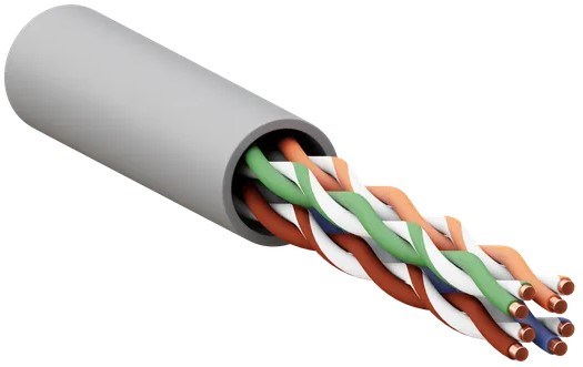 Кабель витая пара U/UTP 5 кат. 4 пары EKF TRP-5EUTP-04LSH-GY-IN3 137804