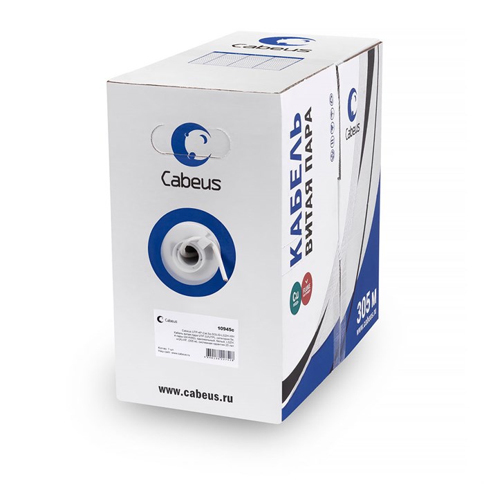 Кабель витая пара U/UTP 5e кат. 4 пары Cabeus UTP-4P-Cat.5e-SOLID-LSLTx-GY 137824