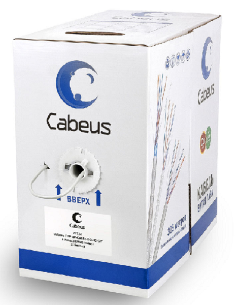 Кабель витая пара F/UTP 5e кат. 4 пары Cabeus FTP-4P-Cat.5e-SOLID-LSZH-GY 137841