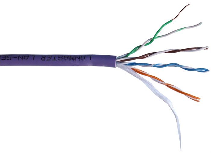 Кабель витая пара U/UTP 5 кат. 4 пары Lanmaster LAN-5EUTP-HFLT-VI 137849