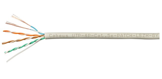 Кабель витая пара U/UTP 5e кат. 4 пары Cabeus UTP-4P-Cat.5e-PATCH-LSZH-GY 137878