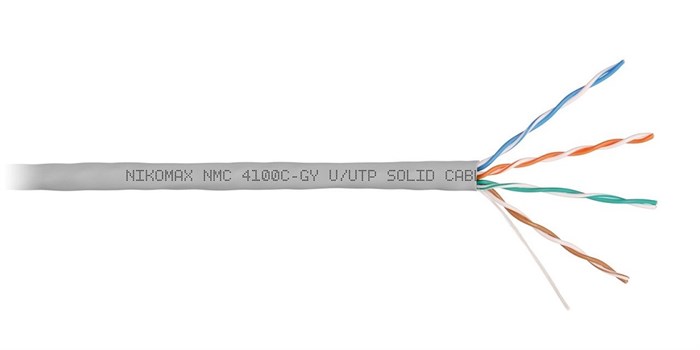 Кабель витая пара U/UTP 5e кат. 4 пары NikoMax NMC 4100C-GY 137917