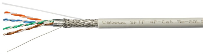 Кабель витая пара S/FTP 5e кат. 4 пары Cabeus SFTP-4P-Cat.5e-SOLID-GY 137958