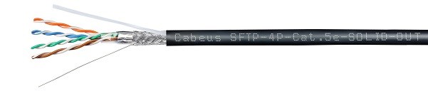 Кабель витая пара SF/UTP 5e кат. 4 пары Cabeus SFTP-4P-Cat.5e-SOLID-OUT-LSZH-UV 137973