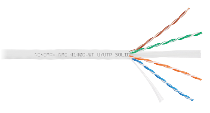 Кабель витая пара U/UTP 6 кат. 4 пары NikoMax NMC 4140C-WT 137989