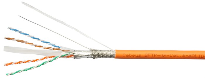 Кабель витая пара S/FTP 6 кат. 4 пары Cabeus SFTP-4P-Cat.6-SOLID-LSZH 138027