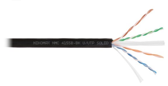 Кабель витая пара U/UTP 6a кат. 4 пары NikoMax NMC 4155B-BK 138111
