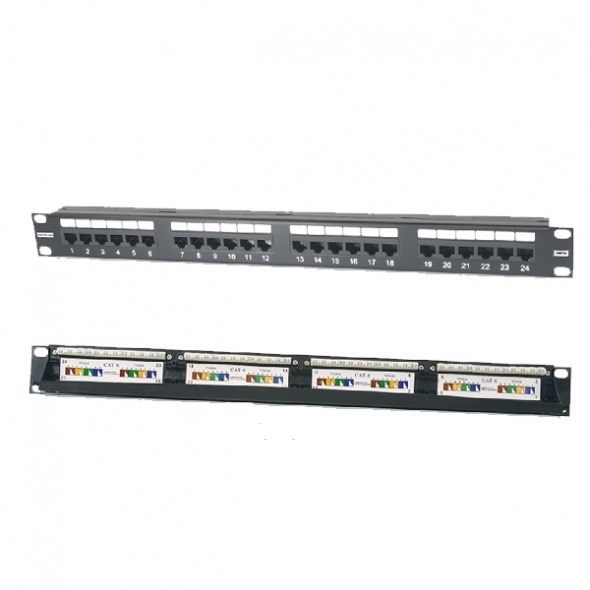 Патч-панель 19, 24xRJ45, UTP, Кат. 6 Eurolan 27B-U6-24BL 140837