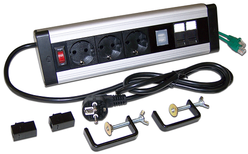 Блок розеток  Lanmaster LAN-WA-DC/3G+2UC+2C6 141000