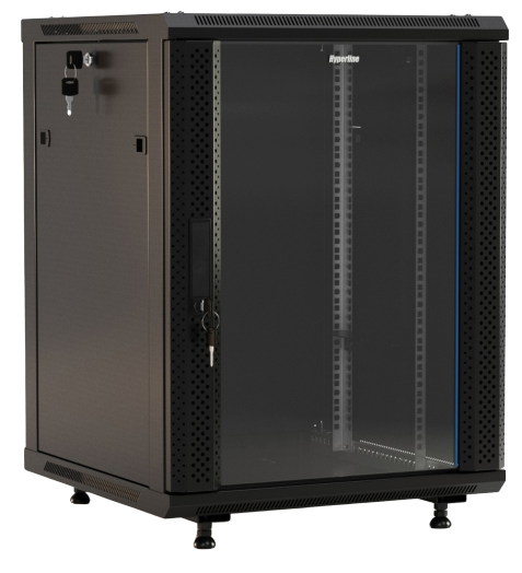 Шкаф настенный 19", 18U Hyperline TWB-FC-1866-GP-RAL9004 143131