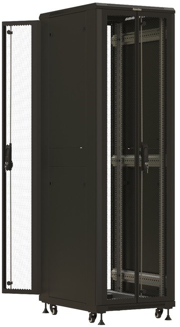 Шкаф напольный 19", 18U Hyperline TTBR-4268-DD-RAL9004 143137