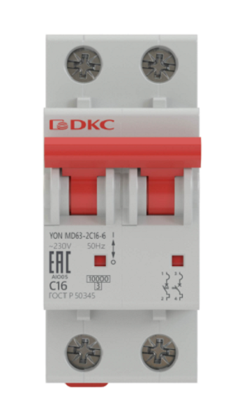 Автоматический выключатель модульный DKC MD63-2C6-10 149286