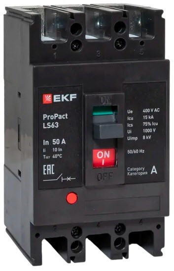 Автоматический выключатель в литом корпусе  EKF mccb-63-15-3-50-ls 149790