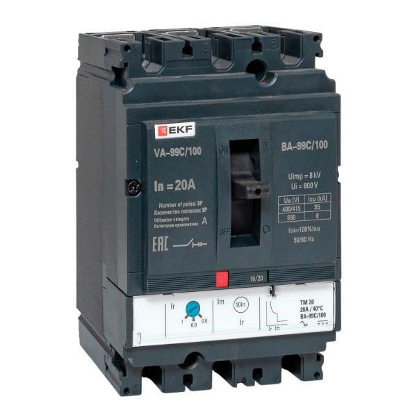 Автоматический выключатель в литом корпусе  EKF mccb99C-100-20 150178