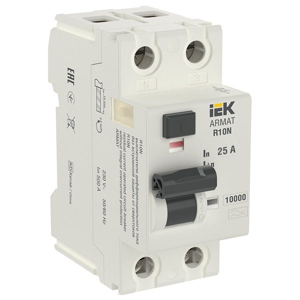 Выключатель дифференциального тока (ВДТ, УЗО) дифференциальный IEK AR-R10N-2-025A030 150646