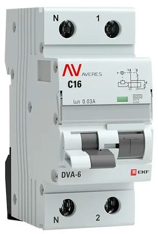 Автомат дифференциальный EKF rcbo6-1pn-16C-30-ac-av 150678