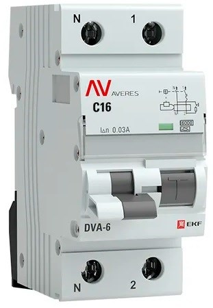 Автомат дифференциальный EKF rcbo6-1pn-16C-30-a-av 150705