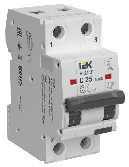 Автомат дифференциальный IEK AR-B10N-2-C025C030 150736