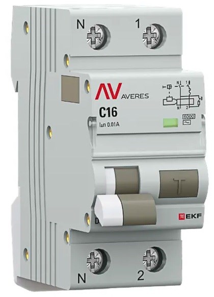 Автомат дифференциальный EKF rcbo6-1pn-16C-10-ac-av 150754