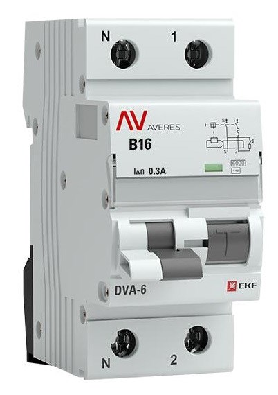 Автомат дифференциальный EKF rcbo6-1pn-16B-300-ac-av 150773