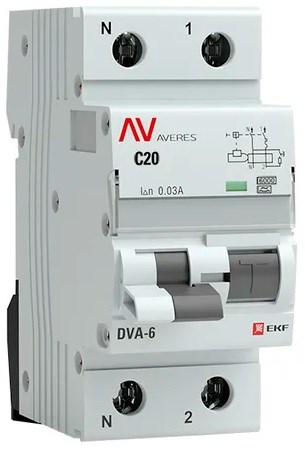 Автомат дифференциальный EKF rcbo6-1pn-20C-30-a-av 150775