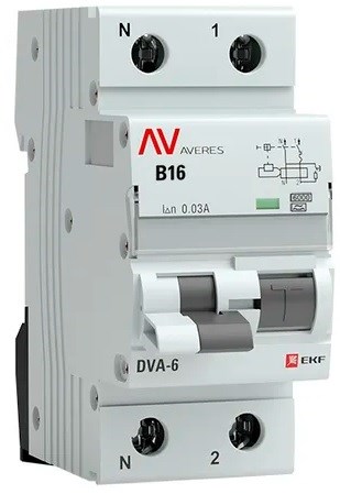Автомат дифференциальный EKF rcbo6-1pn-16B-30-a-av 150793