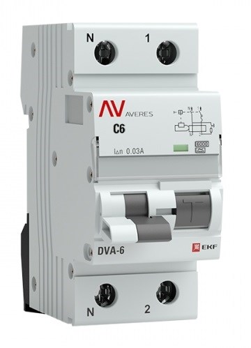 Автомат дифференциальный EKF rcbo6-1pn-6C-30-a-av 150795