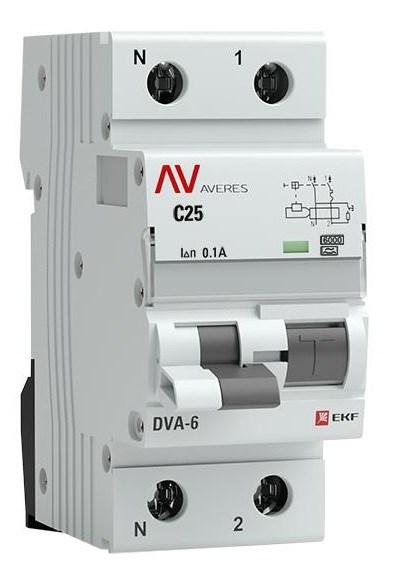 Автомат дифференциальный EKF rcbo6-1pn-25C-100-a-av 150871