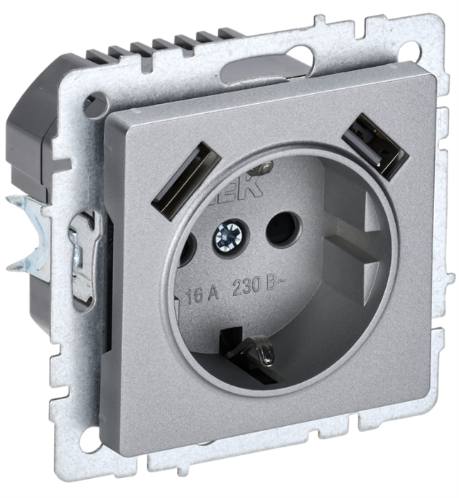 Розетка с заземлением  IEK BR-R14-16-U21-D21-K47 157062