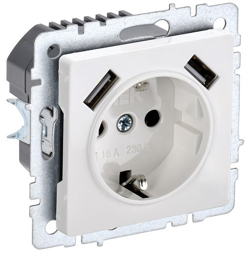 Розетка  IEK BR-R14-16-U21-D21-K01 157064